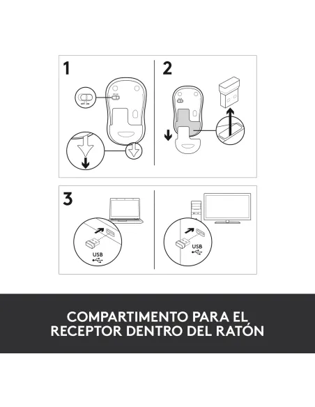 Ratón inalámbrico Logitech M185 gris conexion USB