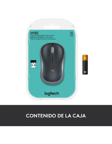 Ratón inalámbrico Logitech M185 gris conexion USB