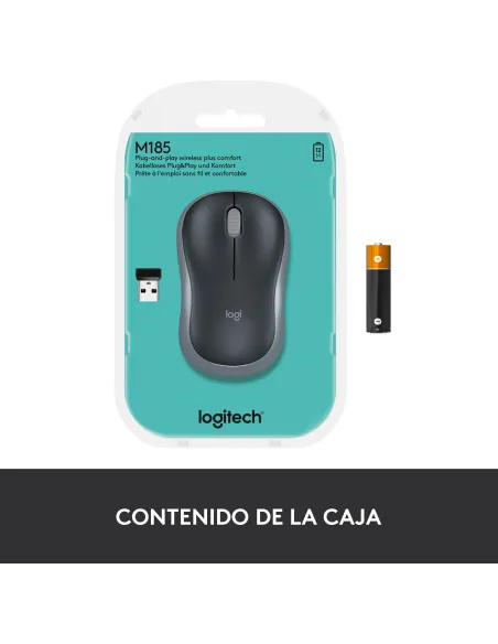 Ratón inalámbrico Logitech M185 gris conexion USB