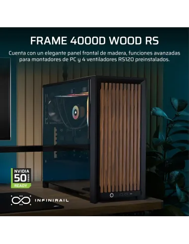 Caja ATX de Madera Corsair Frame 4000D RS Wood Negro/Nogal