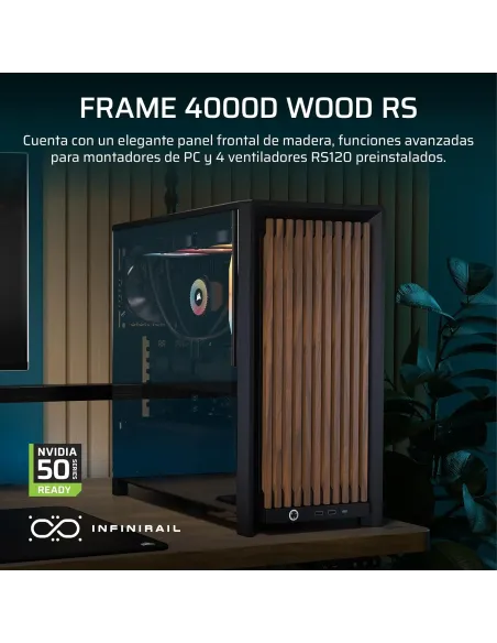 Caja ATX de Madera Corsair Frame 4000D RS Wood Negro/Nogal