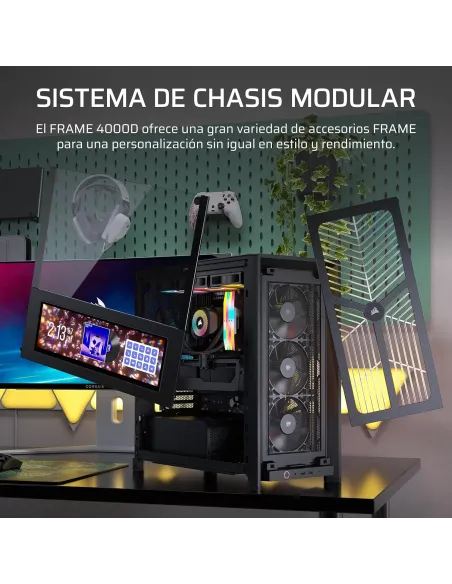 Caja ATX de Madera Corsair Frame 4000D RS Wood Negro/Nogal