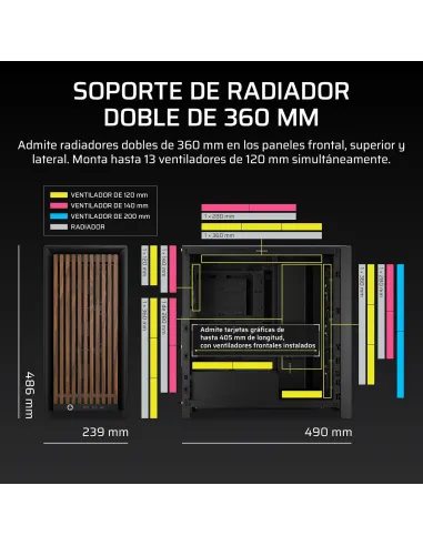 Caja ATX de Madera Corsair Frame 4000D RS Wood Negro/Nogal