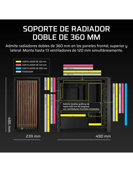 Caja ATX de Madera Corsair Frame 4000D RS Wood Negro/Nogal