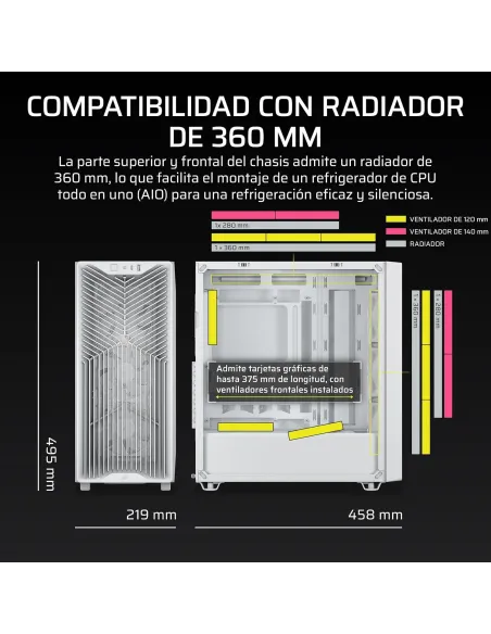 Corsair 3200D RS blanca: caja ATX airflow USB-C