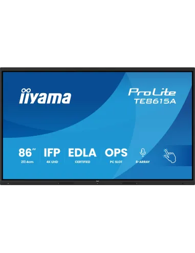 iiyama ProLite TE8615A-B1AG 86" 4K UHD Pantalla Interactiva IPS  Android 14 Wi-Fi/Bluetooth Negro