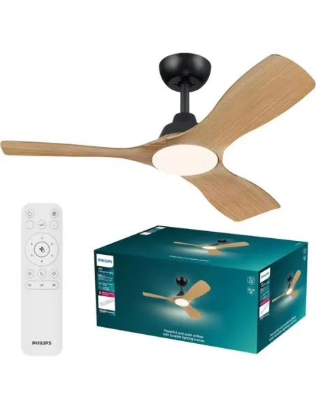 Philips Olas Negro Ventilador Regulable 3 Aspas LED 107 cm