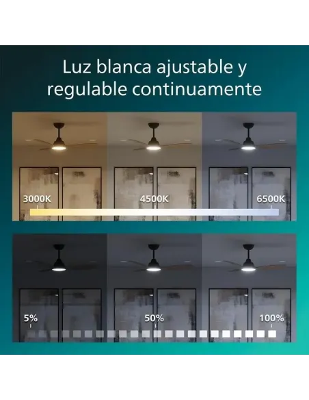 Ventilador de Techo con luz LED Philips Olas Negro