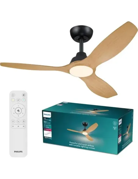 Philips Olas Plafón Ventilador 35 W + 24 W luz LED negro