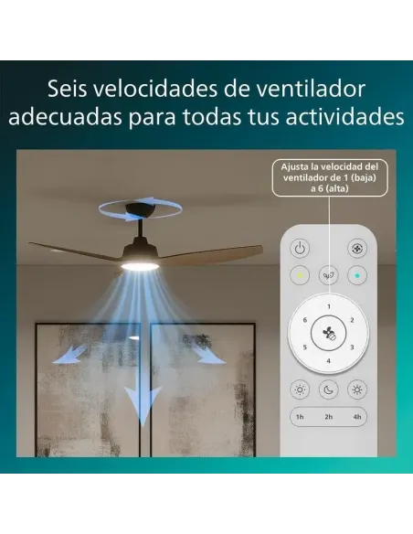 Ventilador de techo Philips Olas con luz LED y mando