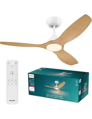 Plafón ventilador Philips Olas 132 cm: luz LED y mando RF