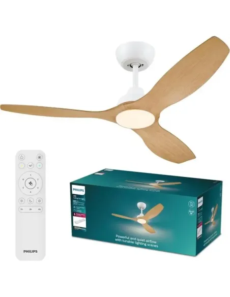 Plafón ventilador Philips Olas 132 cm: luz LED y mando RF