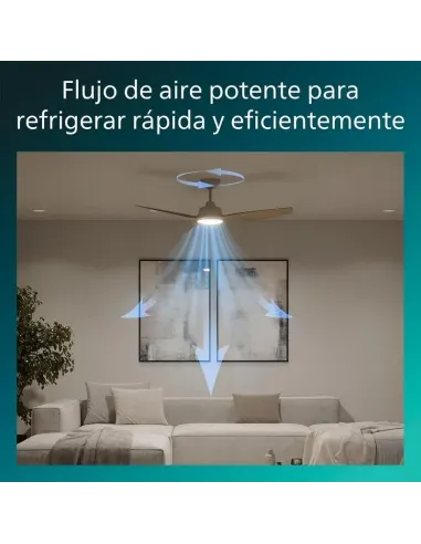 Plafón ventilador Philips Olas 132 cm: luz LED y mando RF