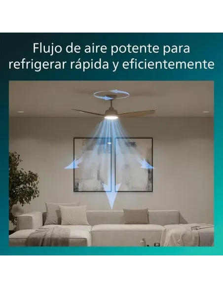 Plafón ventilador Philips Olas 132 cm: luz LED y mando RF