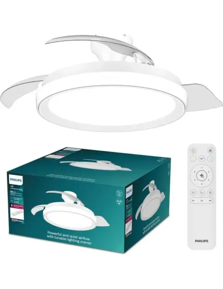 Philips Bliss 106 cm Plafón con Ventilador de Techo Luz LED 4500 lm Luz Regulable Mando Blanco
