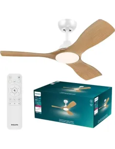 Philips Olas 106 cm Madera Ventilador con Aspas LED 2650 lm Regulable Mando Incluido-EPELIM0084