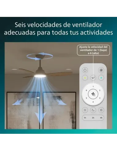 Ventilador de techo con luz  Philips Olas 106 cm madera