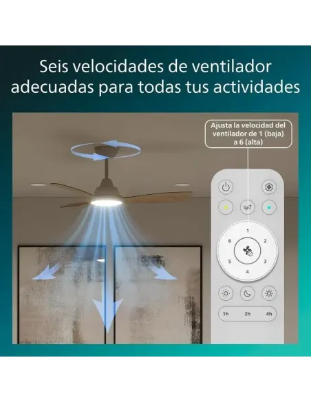 Ventilador de techo con luz  Philips Olas 106 cm madera