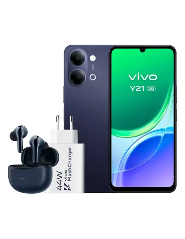 Pack Vivo Y21 5G 4GB 256GB Voyage Black con Auriculares TWS 3e y Cargador FlashCharger 44W