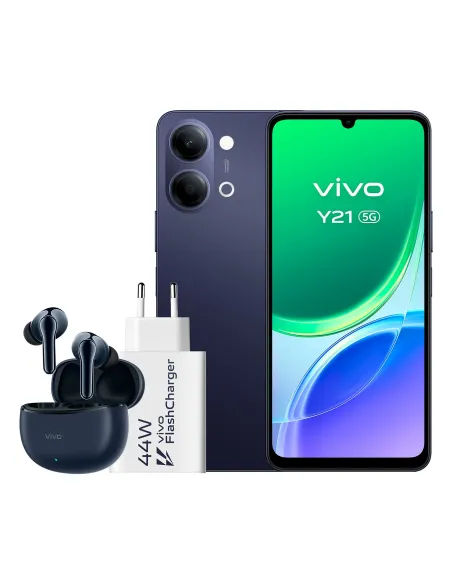 Pack Vivo Y21 5G 4GB 256GB Voyage Black con Auriculares TWS 3e y Cargador FlashCharger 44W