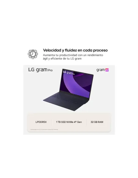 Portátil LG gram Pro 16Z90TP-K.AD88B con pantalla 16" OLED