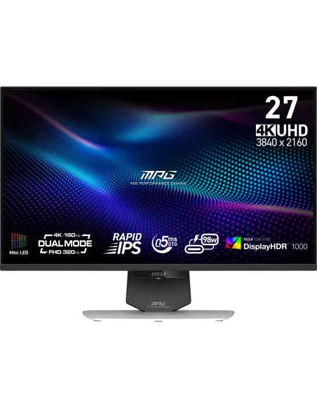 MSI MPG 274URDFW E16M 27" Mini LED Rapid IPS UltraHD 4K Dual Mode 160Hz USB-C VESA DisplayHDR 1000