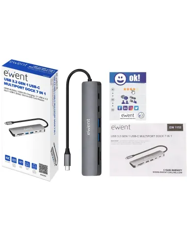 Ewent EW1152: hub USB-C 7 en 1 con HDMI 4K 60