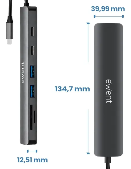 Ewent EW1152: hub USB-C 7 en 1 con HDMI 4K 60