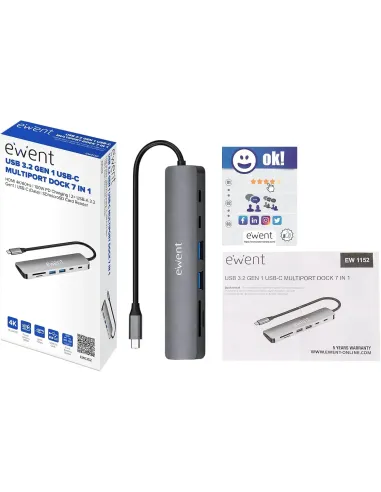 Ewent EW1152: hub USB-C 7 en 1 con HDMI 4K 60