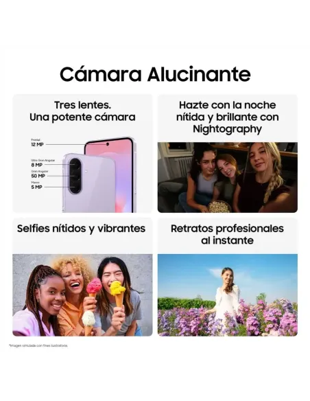 Móvil Samsung Galaxy A37 5G 6GB/128GB lavanda de 6.7" FHD+