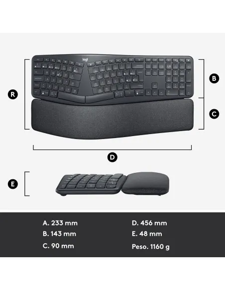 Logitech ERGO K860 Grafito: teclado ergonómico partido ES