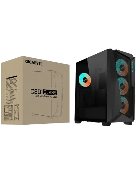 Torre Gigabyte C301 Glass Negra caja ATX con vidrio templado