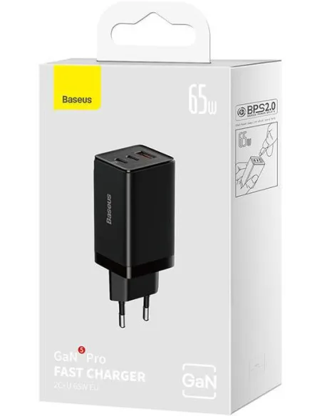 Baseus GaN5 Pro 3 65W: cargador USB-C 2C+USB-A