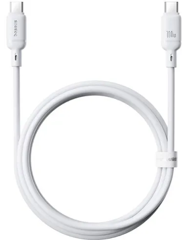 Baseus Silky Series 100W 1m Blanco Cable USB-C Silicona Carga Rápida