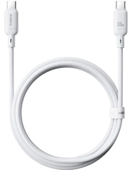 Baseus Silky Series 100W 1m Blanco Cable USB-C Silicona Carga Rápida
