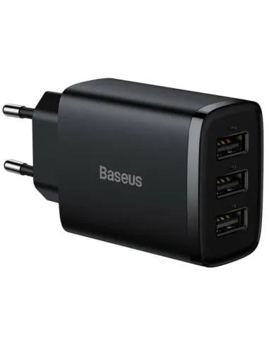 Baseus CCXJ020101 Cargador Compacto 17W 3x USB-A Negro