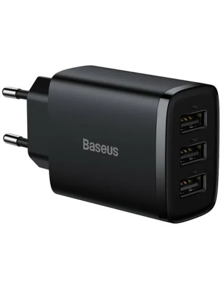 Baseus CCXJ020101 Cargador Compacto 17W 3x USB-A Negro
