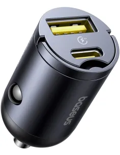 Baseus Tiny Star Mini Negro Cargador de Coche 30W USB-C + USB-A-1406078