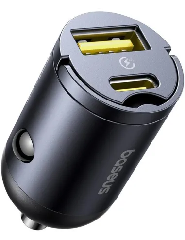 Baseus Tiny Star Mini Negro Cargador de Coche 30W USB-C + USB-A