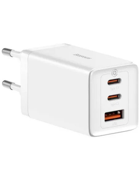 Baseus GaN5 Pro 65W Blanco Carga Rápida Protección Avanzada 2 USB-C y USB-A PD GaN (CCGP120202)