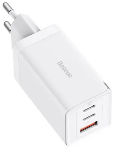 Cargador Baseus GaN5 Pro 65W Blanco 2 USB-C y USB-A PD GaN
