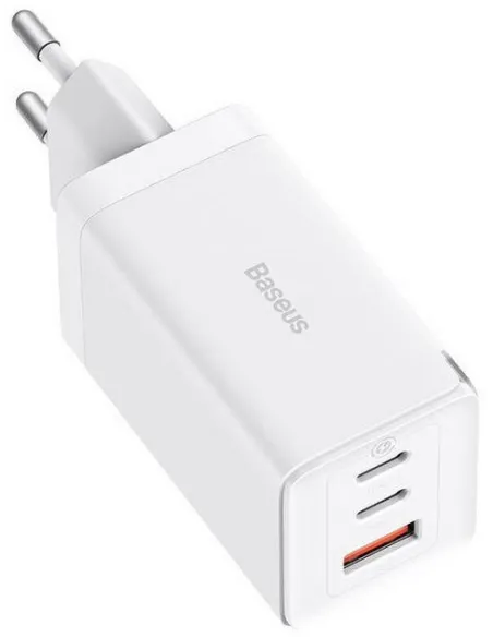 Cargador Baseus GaN5 Pro 65W Blanco 2 USB-C y USB-A PD GaN
