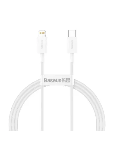 Baseus USB-C a Lightning 1m Blanco Carga Rápida 20W iPhone PD
