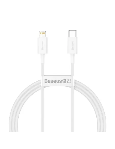 Baseus USB-C a Lightning 1m Blanco Carga Rápida 20W iPhone PD