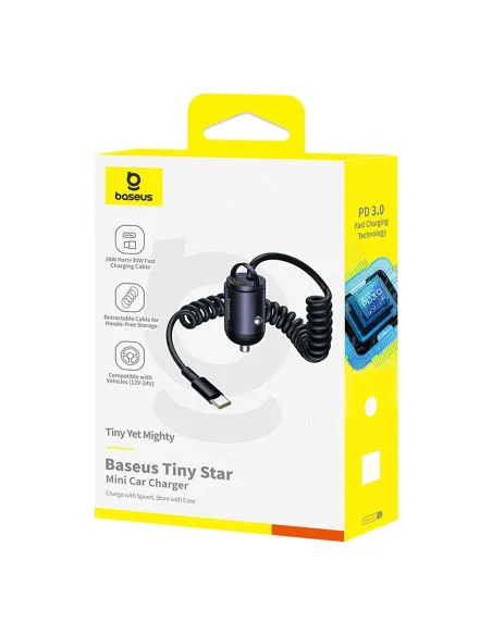 Baseus Tiny Star Mini Negro 30W: cargador coche USB-C