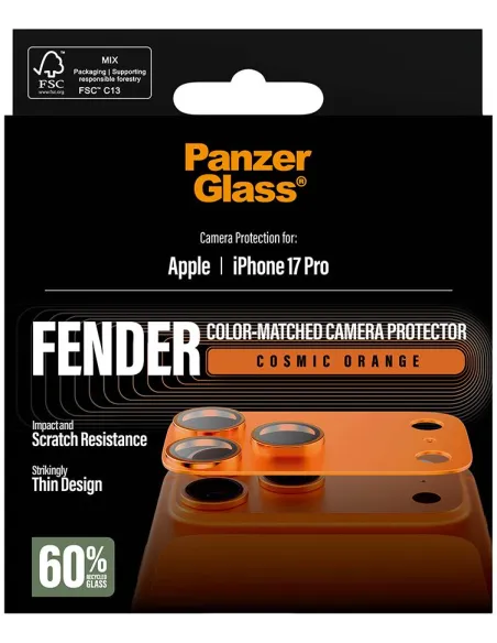 Protector de cámara iPhone 17 Pro PanzerGlass naranja