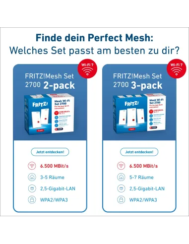 Pack 3 repetidores Wi-Fi 7 FRITZ! Mesh Set 2700