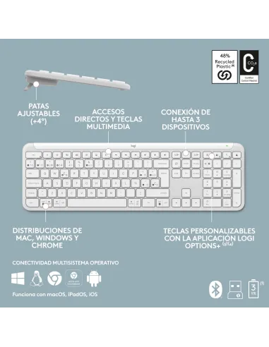 Kit Logitech Signature Slim Combo MK950 blanco