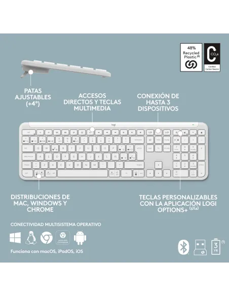Kit Logitech Signature Slim Combo MK950 blanco
