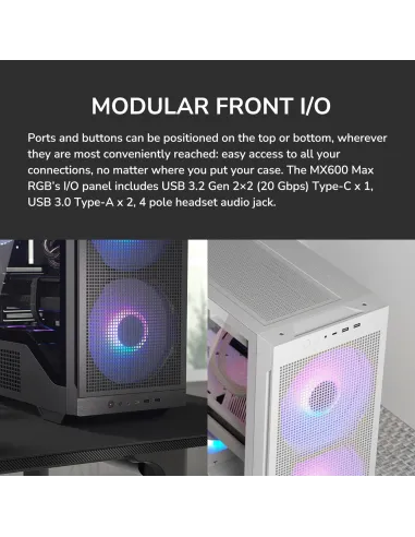 Cougar MX600 Max RGB White: ATX 2x200 mm USB-C 20G